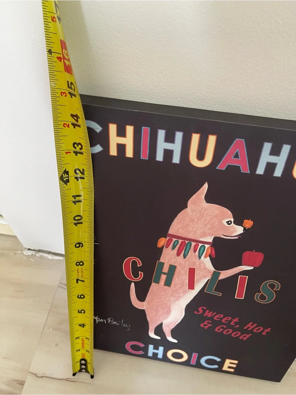Chili Dog Wall Art - Pink Dog on Black